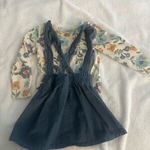 Carter's Cream Top with Teal and Mustard Floral Accents